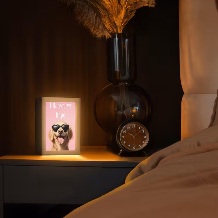 Zonnebril - Hartjes - Hond - Valentijn Light Box met kabel (Tafellamp) klein -sfeer1