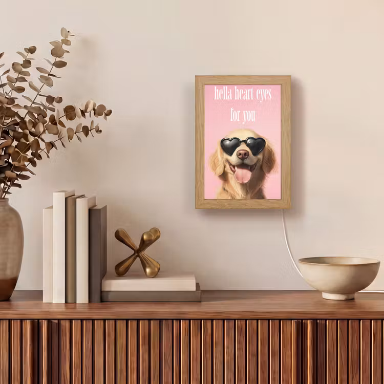 Zonnebril - Hartjes - Hond - Valentijn Light Box met kabel (Tafellamp) klein -sfeer2