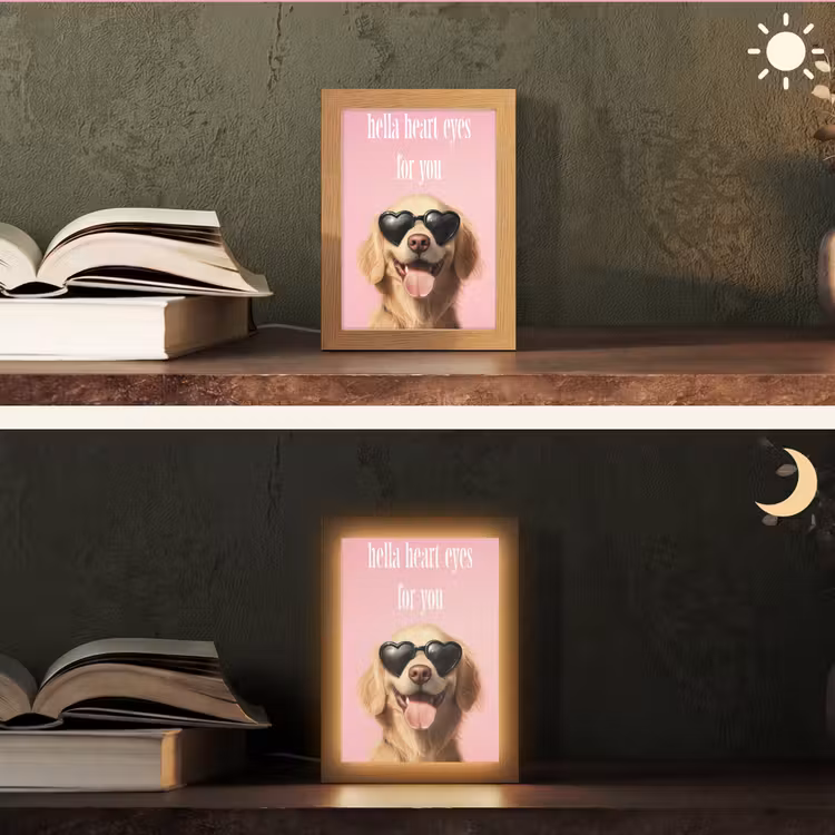 Zonnebril - Hartjes - Hond - Valentijn Light Box met kabel (Tafellamp) klein -sfeer3