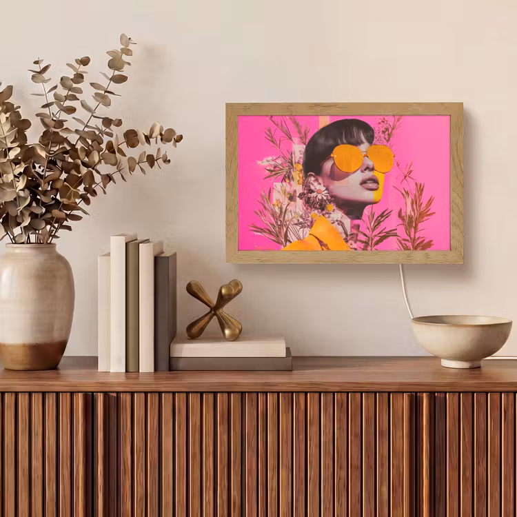 Zonnebril - Oranje - Vrouw - Planten Light Box met kabel (Tafellamp) klein -sfeer2