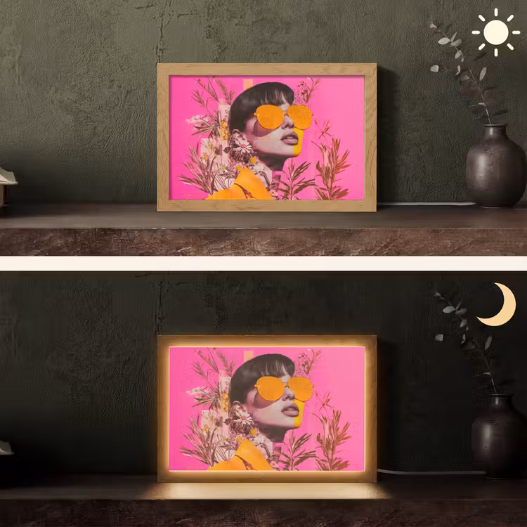 Zonnebril - Oranje - Vrouw - Planten Light Box met kabel (Tafellamp) klein -sfeer3