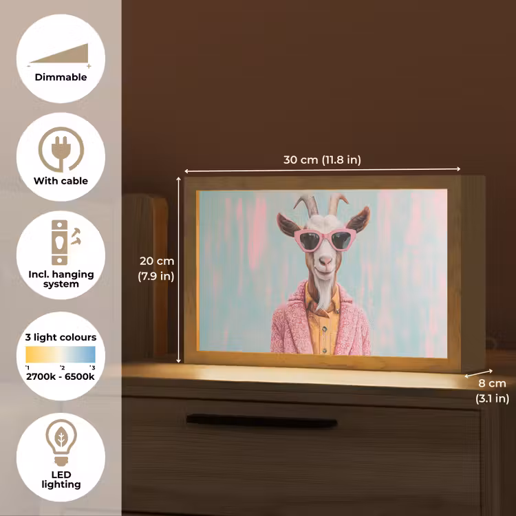Zonnebril - Roze - Geit - Horen Light Box met kabel (Tafellamp) klein -USP_EN