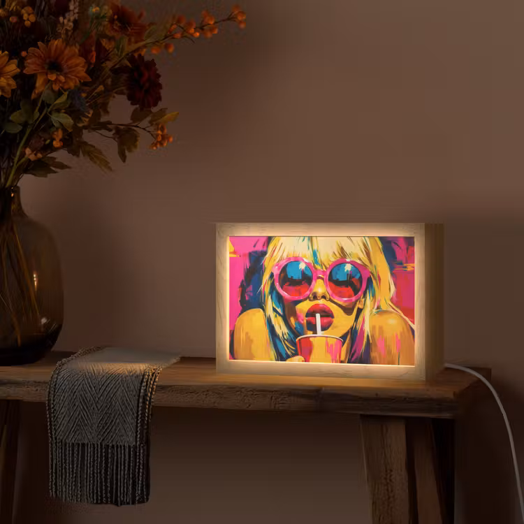 Zonnebril - Roze - Vrouw - Rietje Light Box met kabel (Tafellamp) klein -sfeer4