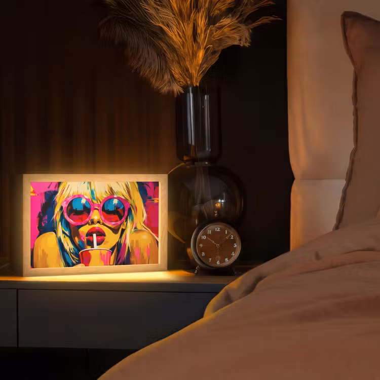 Zonnebril - Roze - Vrouw - Rietje Light Box met kabel (Tafellamp) klein -sfeer1