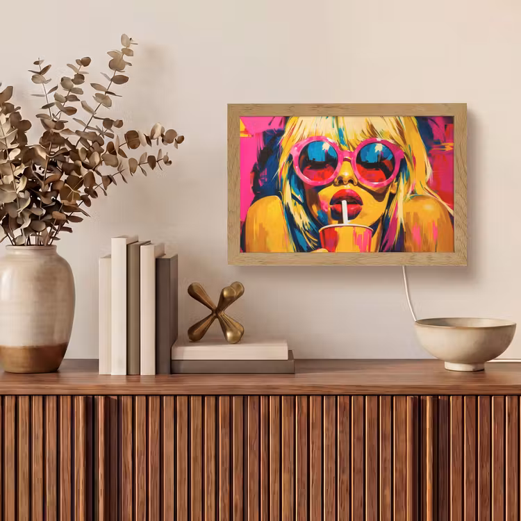 Zonnebril - Roze - Vrouw - Rietje Light Box met kabel (Tafellamp) klein -sfeer2