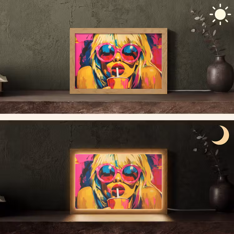 Zonnebril - Roze - Vrouw - Rietje Light Box met kabel (Tafellamp) klein -sfeer3