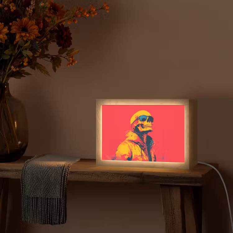 Zonnebril - Schedel - Jas - Rood Light Box met kabel (Tafellamp) klein -sfeer4