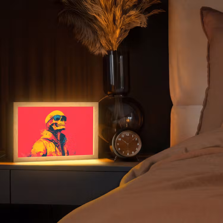 Zonnebril - Schedel - Jas - Rood Light Box met kabel (Tafellamp) klein -sfeer1
