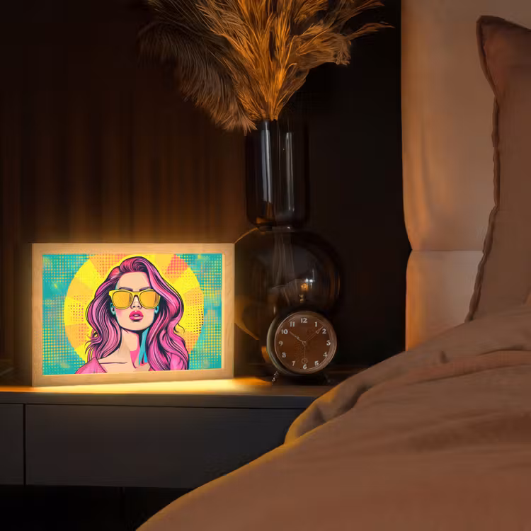 Zonnebril - Vrouw - Zonnig - Geel Light Box met kabel (Tafellamp) klein -sfeer1