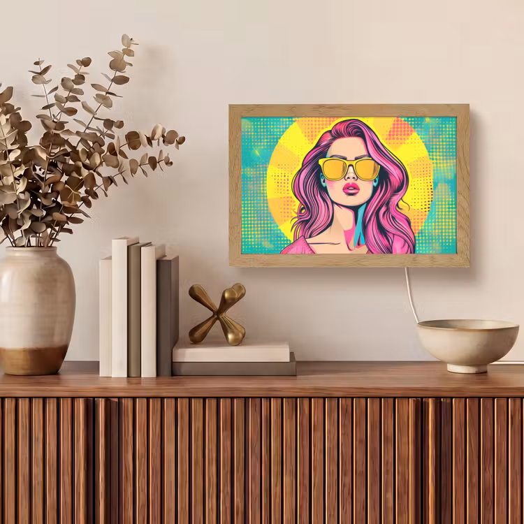 Zonnebril - Vrouw - Zonnig - Geel Light Box met kabel (Tafellamp) klein -sfeer2