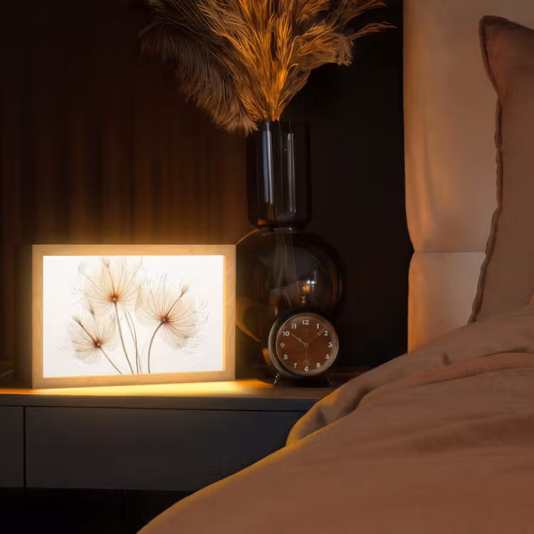 Zonlicht - Paardenbloemen - Natuur - Botanisch Light Box met kabel (Tafellamp) klein -sfeer1