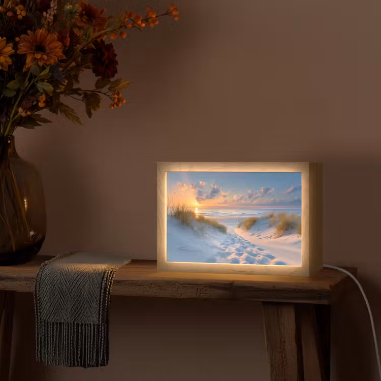 Zonsondergang - Strand - Natuur - Zee - Zomer Light Box met kabel (Tafellamp) klein -sfeer4