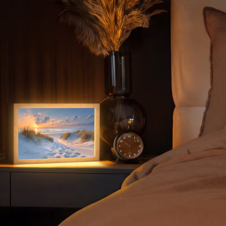 Zonsondergang - Strand - Natuur - Zee - Zomer Light Box met kabel (Tafellamp) klein -sfeer1