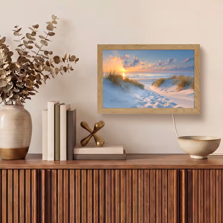 Zonsondergang - Strand - Natuur - Zee - Zomer Light Box met kabel (Tafellamp) klein -sfeer2