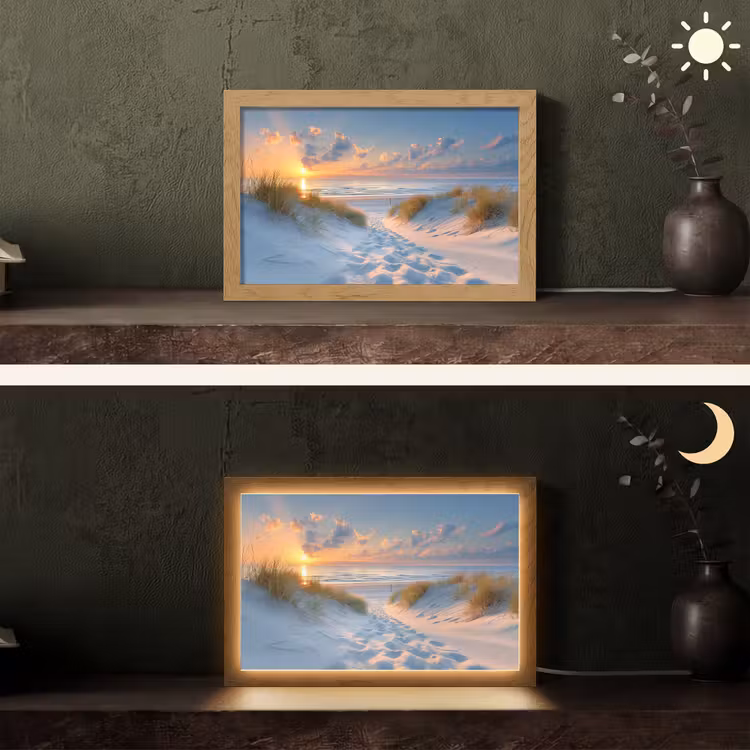 Zonsondergang - Strand - Natuur - Zee - Zomer Light Box met kabel (Tafellamp) klein -sfeer3