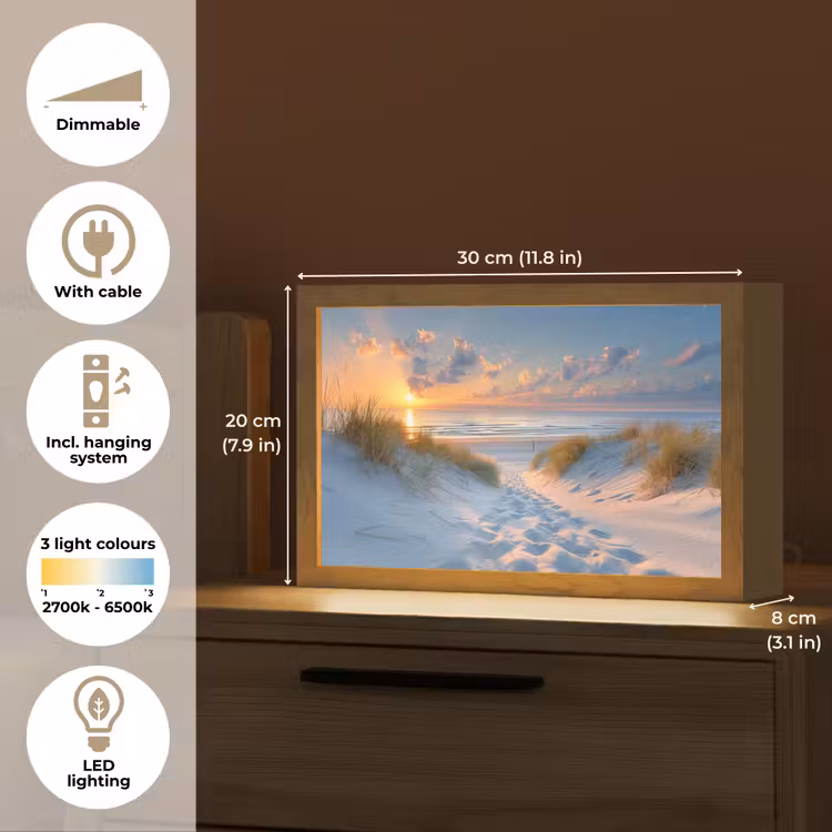Zonsondergang - Strand - Natuur - Zee - Zomer Light Box met kabel (Tafellamp) klein -USP_EN