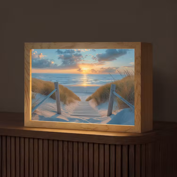 Zonsondergang - Strand - Zomer - Landschap Light Box met kabel (Tafellamp) klein -z3d_website