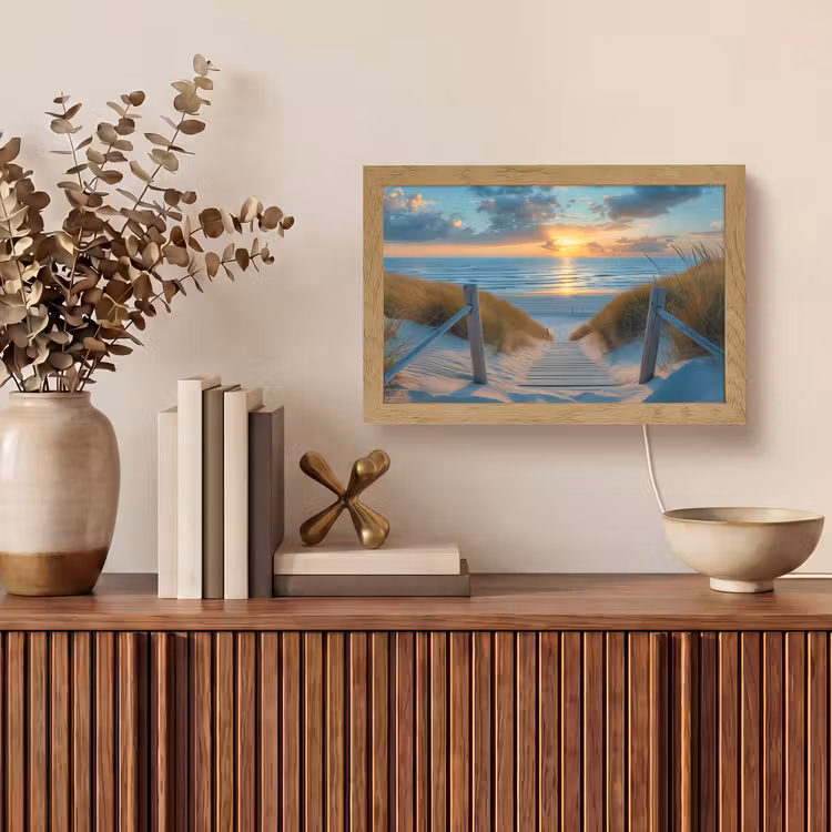 Zonsondergang - Strand - Zomer - Landschap Light Box met kabel (Tafellamp) klein -sfeer2