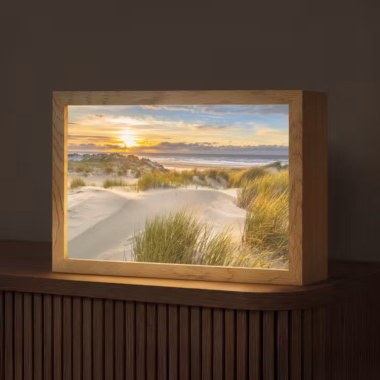 Zonsondergang - Duinen - Strand - Landschap Light Box met kabel (Tafellamp) klein -z3d_website