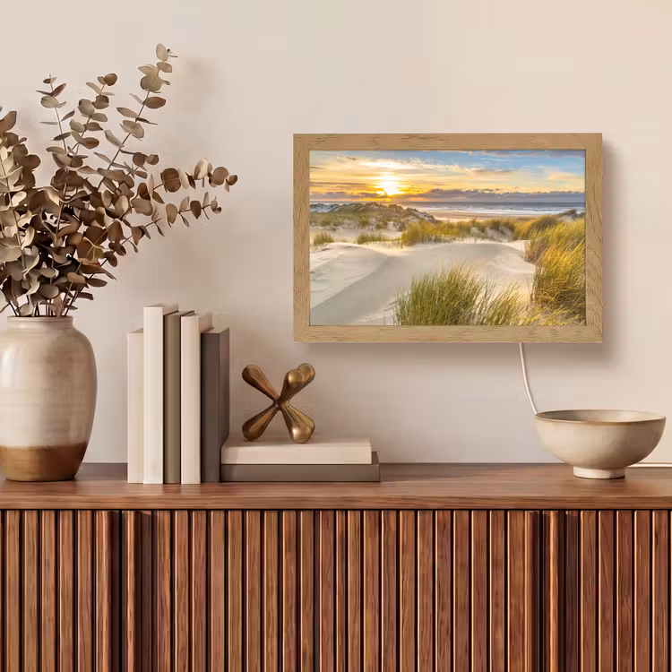Zonsondergang - Duinen - Strand - Landschap Light Box met kabel (Tafellamp) klein -sfeer2