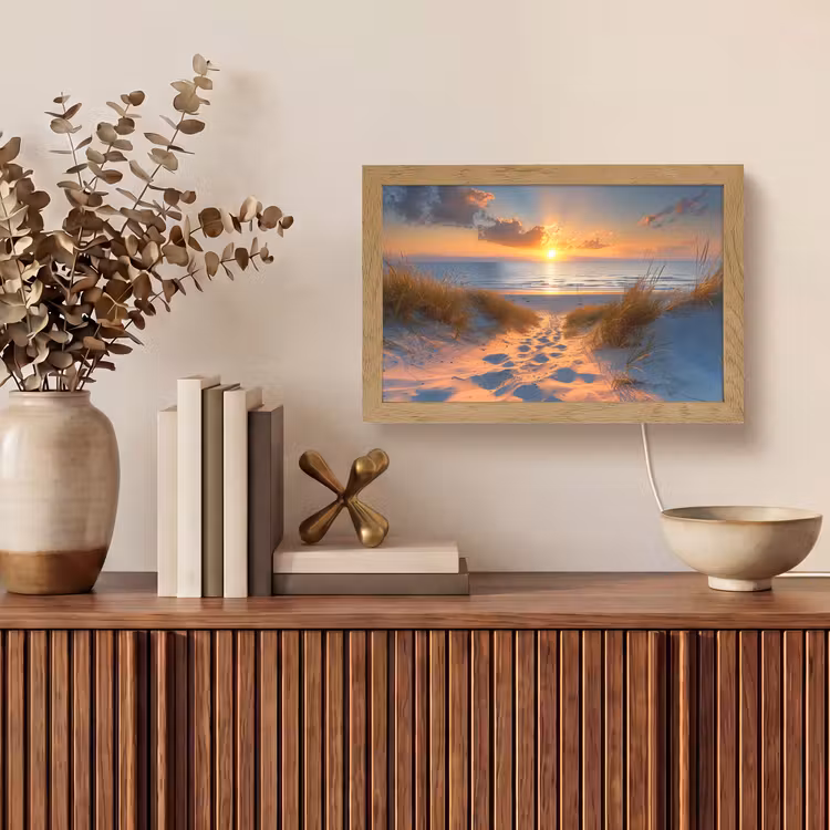 Zonsondergang - Duinen - Strand - Zee Light Box met kabel (Tafellamp) klein -sfeer2
