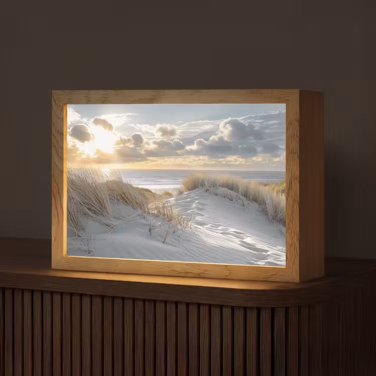 Zonsondergang - Duinen - Planten - Natuur - Strand Light Box met kabel (Tafellamp) klein -z3d_website