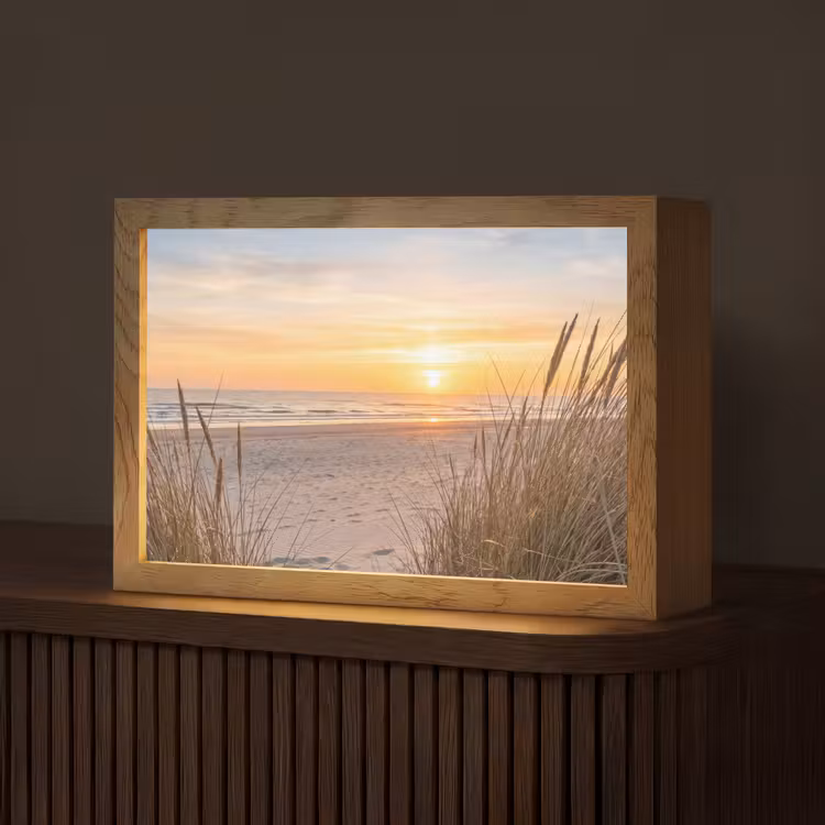 Zonsondergang - Duinen - Zee Light Box met kabel (Tafellamp) klein -z3d_website
