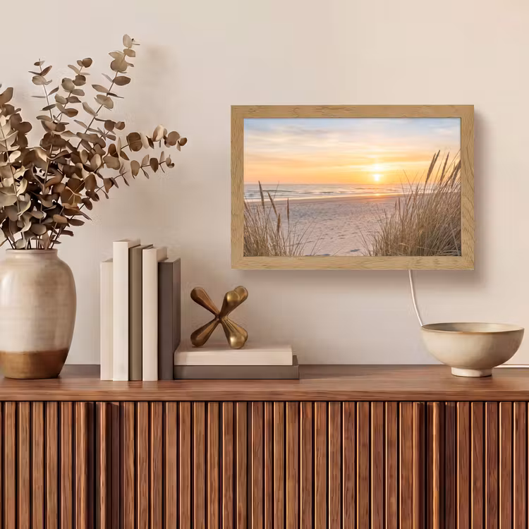 Zonsondergang - Duinen - Zee Light Box met kabel (Tafellamp) klein -sfeer2