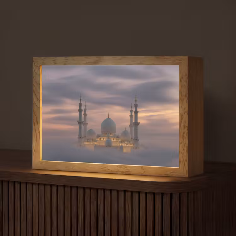 Zonsondergang - Moskee - Wolken - Islamitisch Light Box met kabel (Tafellamp) klein -z3d_website