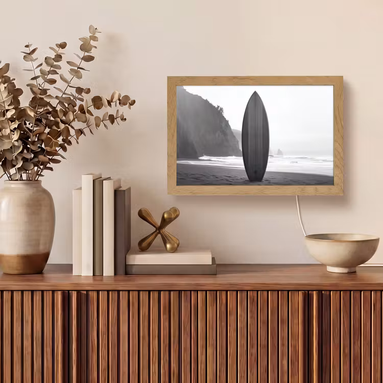 Surfplank - Zand - Zee Light Box met kabel (Tafellamp) klein -sfeer2
