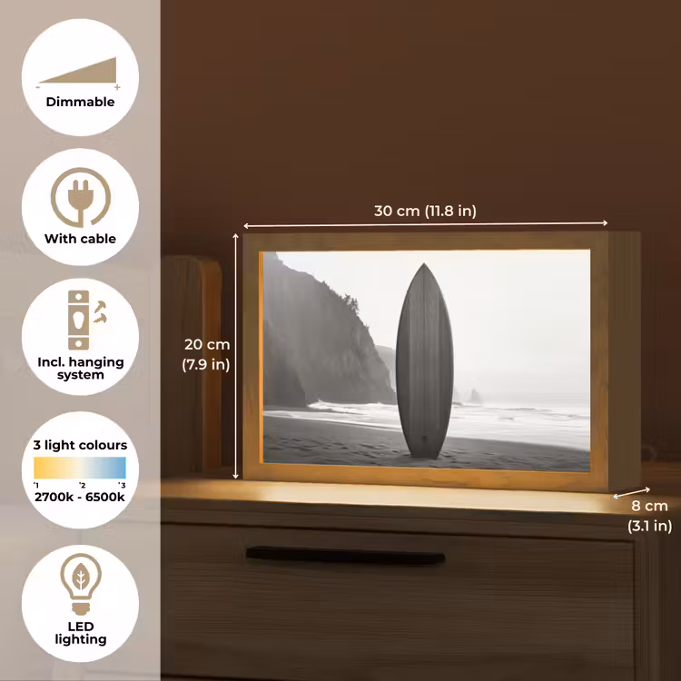 Surfplank - Zand - Zee Light Box met kabel (Tafellamp) klein -USP_EN