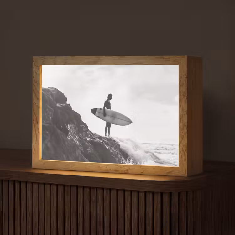 Surfer - Rots - Oceaan - Golven Light Box met kabel (Tafellamp) klein -z3d_website