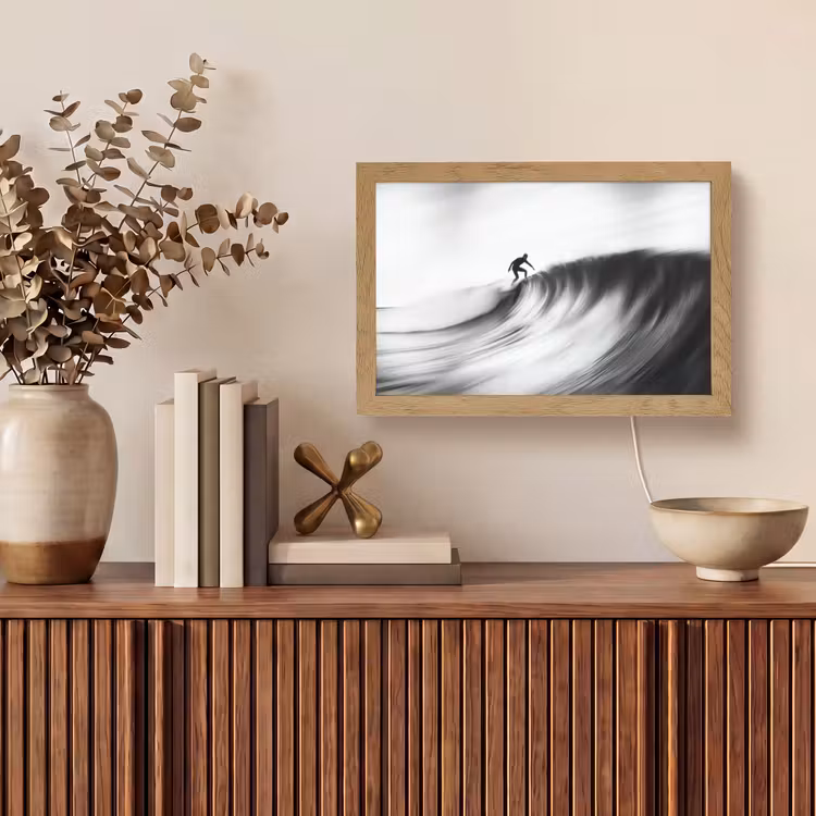 Surfer - Golf - Vervaagd - Zwart Light Box met kabel (Tafellamp) klein -sfeer2
