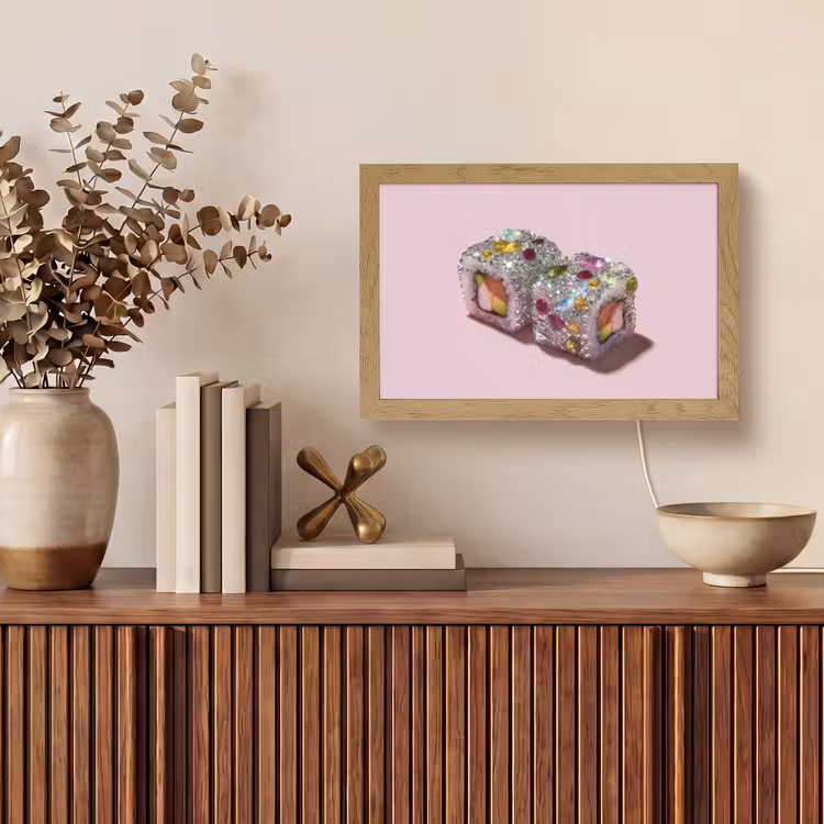 Sushi - Rolletjes - Steentjes - Kleurrijk Light Box met kabel (Tafellamp) klein -sfeer2