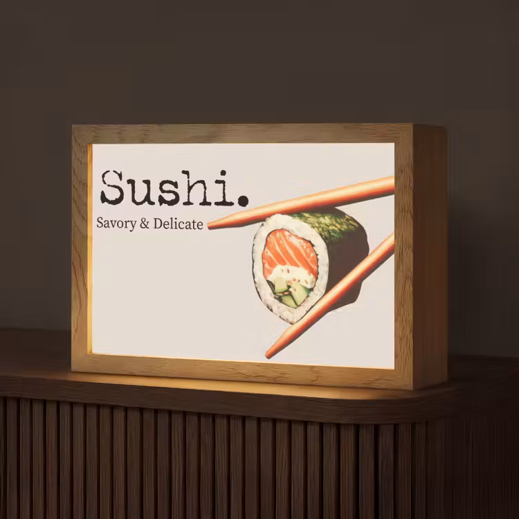 Sushi - Zalm - Rijst - Japans Light Box met kabel (Tafellamp) klein -z3d_website