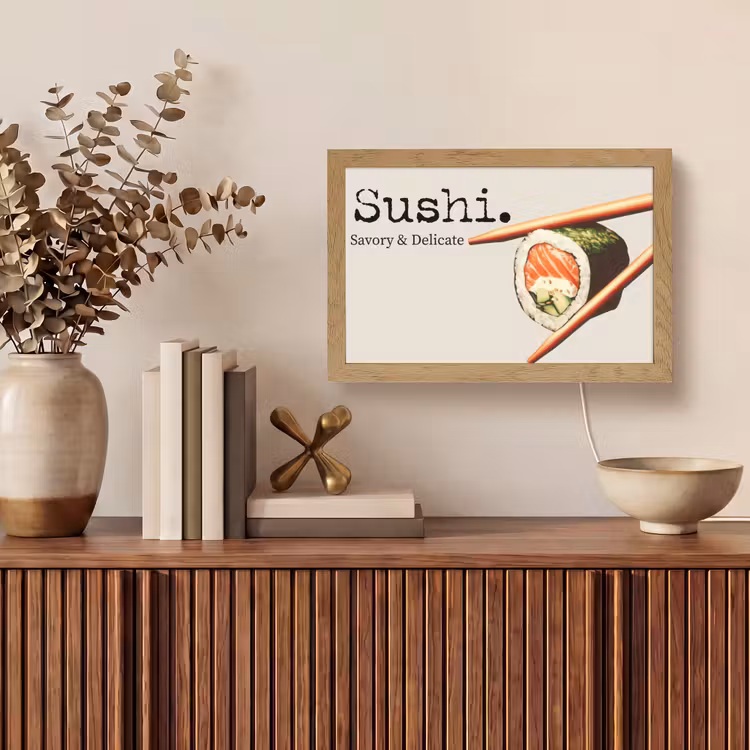 Sushi - Zalm - Rijst - Japans Light Box met kabel (Tafellamp) klein -sfeer2