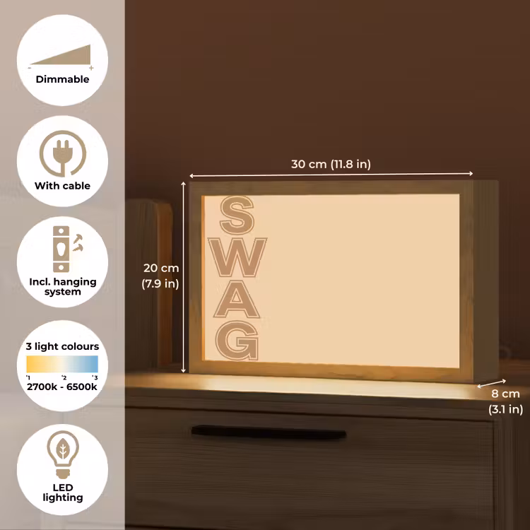 Swag - Bruin - Beige Light Box met kabel (Tafellamp) klein -USP_EN