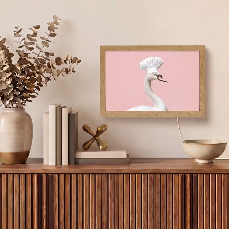 Zwaan - Koksmuts - Mooi - Klassiek Light Box met kabel (Tafellamp) klein -sfeer2