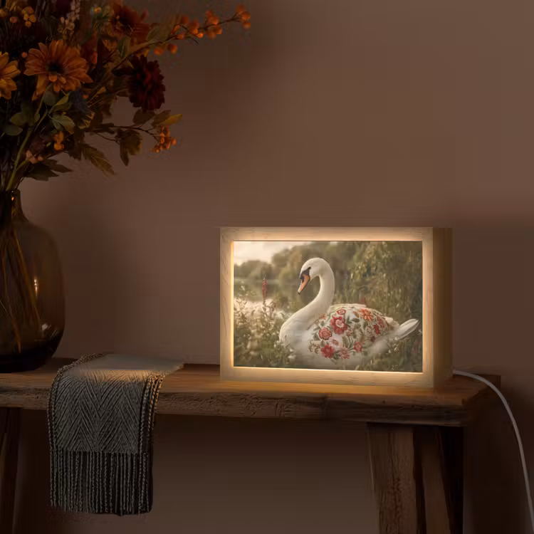 Zwaan - Bloemen - Natuur Light Box met kabel (Tafellamp) klein -sfeer4