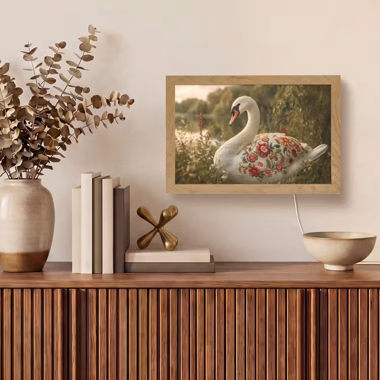 Zwaan - Bloemen - Natuur Light Box met kabel (Tafellamp) klein -sfeer2