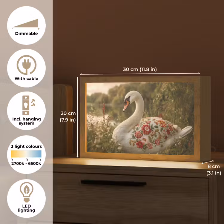 Zwaan - Bloemen - Natuur Light Box met kabel (Tafellamp) klein -USP_EN