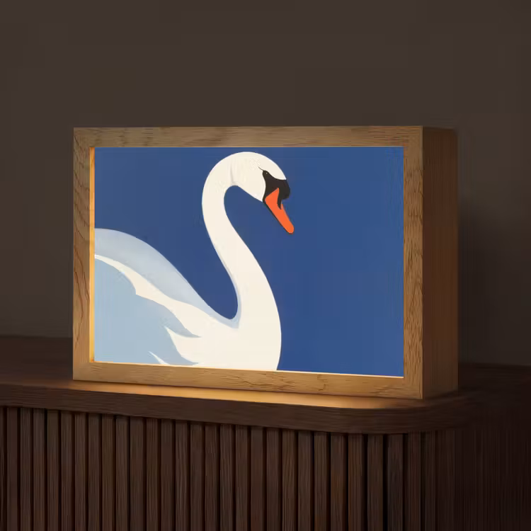 Zwaan - Wit - Snavel - Illustratie Light Box met kabel (Tafellamp) klein -z3d_website