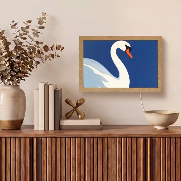 Zwaan - Wit - Snavel - Illustratie Light Box met kabel (Tafellamp) klein -sfeer2