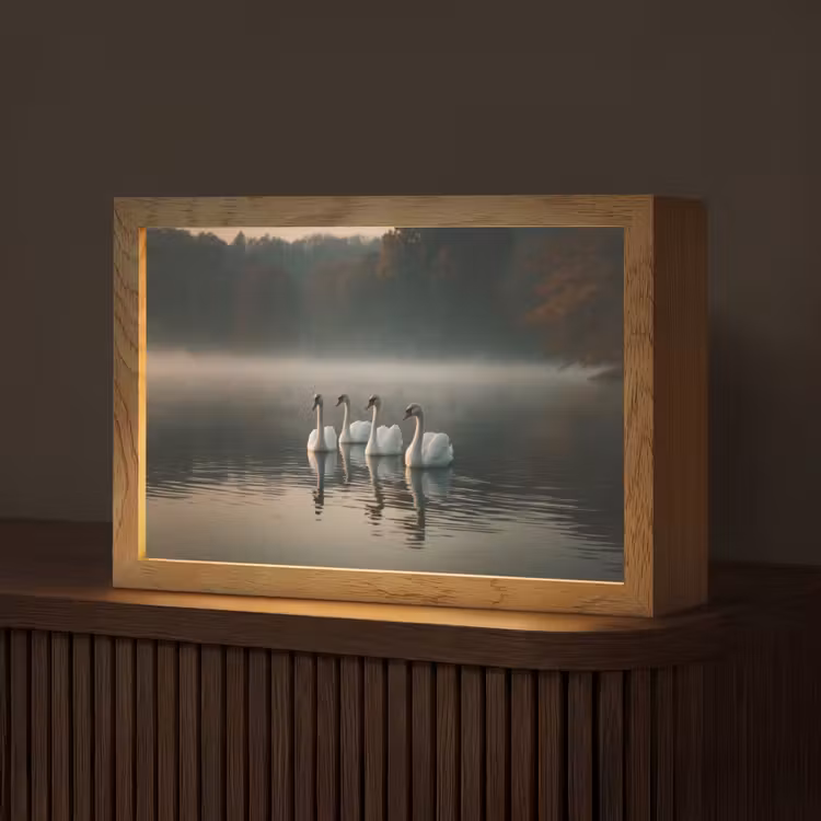 Zwanen - Wit - Water - Mist Light Box met kabel (Tafellamp) klein -z3d_website