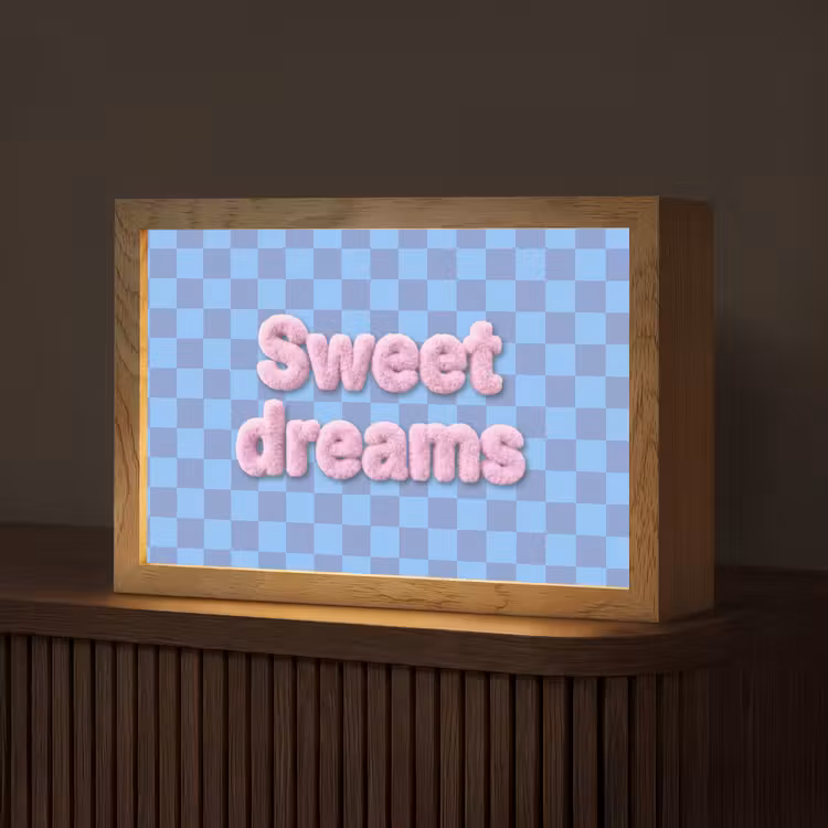 Sweet dreams - Vierkanten - Roze - Blauw Light Box met kabel (Tafellamp) klein -z3d_website