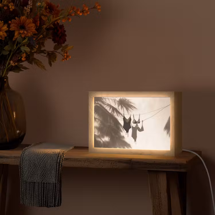 Badkleding - Palmbomen - Schaduw - Tropisch Light Box met kabel (Tafellamp) klein -sfeer4