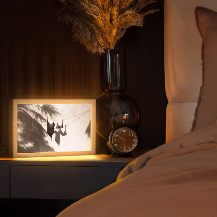 Badkleding - Palmbomen - Schaduw - Tropisch Light Box met kabel (Tafellamp) klein -sfeer1