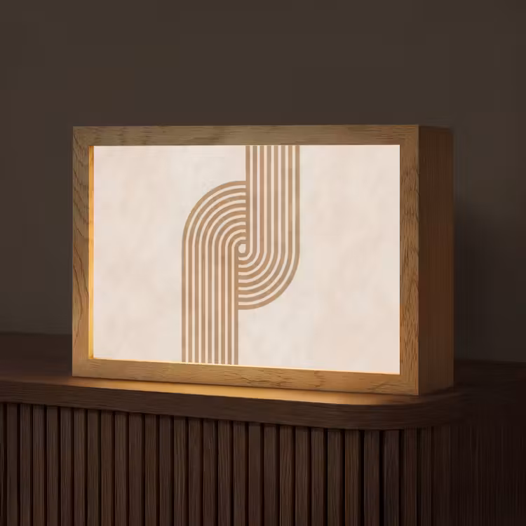Symmetrische bocht - Koperkleurig Light Box met kabel (Tafellamp) klein -z3d_website