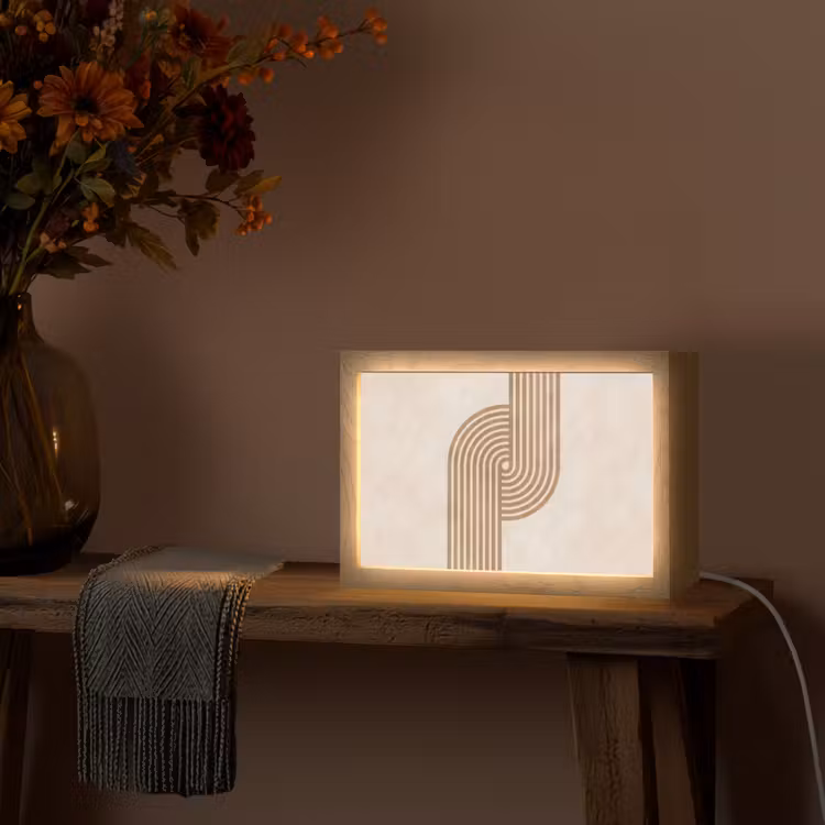 Symmetrische bocht - Koperkleurig Light Box met kabel (Tafellamp) klein -sfeer4