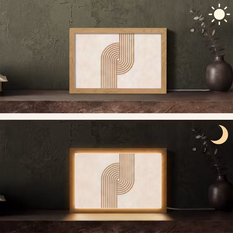 Symmetrische bocht - Koperkleurig Light Box met kabel (Tafellamp) klein -sfeer3